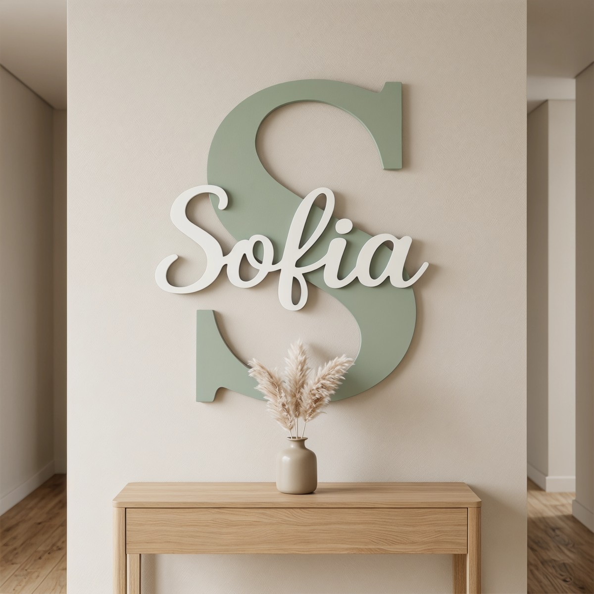 Nursery - 1 plaque nominative en bois minimaliste