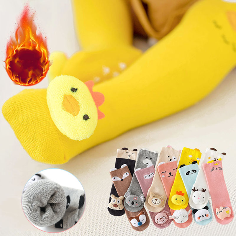 Unisex Baby Socks Non Slip - Chaussettes longues d'hiver en coton épais